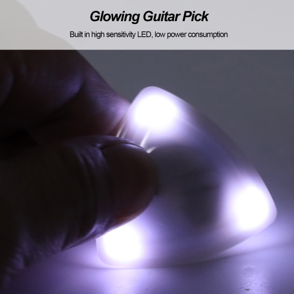 Højfølsomt LED-lys Guitar Pick med glødende hvid erstatning White