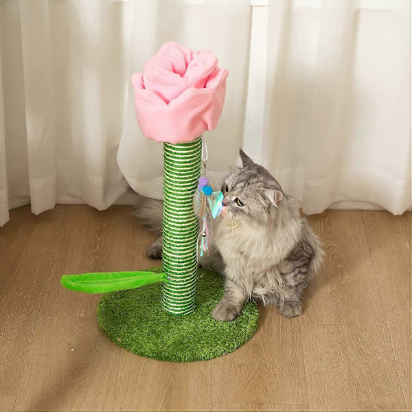Søt Klorebrett for Katter - Rosa Blomst Klorebrett med Sommerfuglleker for Små Store Katter, Katteutstyr, Kattetårn, Kattemøbler for Innekatter