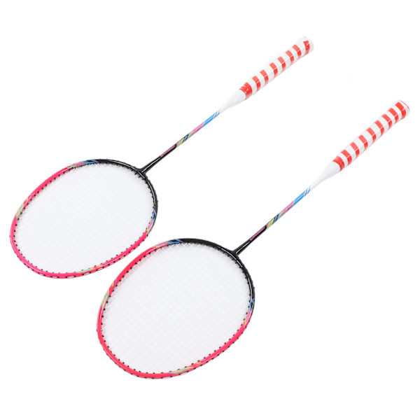 2 st badmintons racket rosa legering stor sweet spot en del design dubbel badmintons racket med förvaringsväska