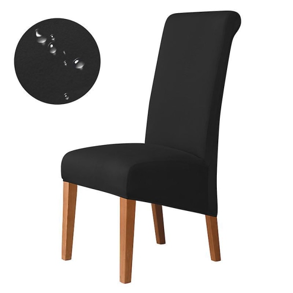 Elegant betræk til spisestuestole - strækbart, vaskbart, sort (2 stk)
