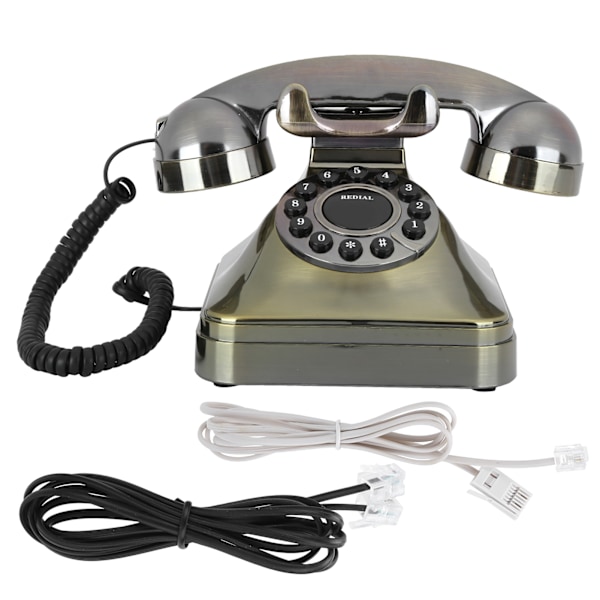 Vintage fasttelefon i antikk bronse med høy definisjonssamtale og store knapper for US/UK-kabling