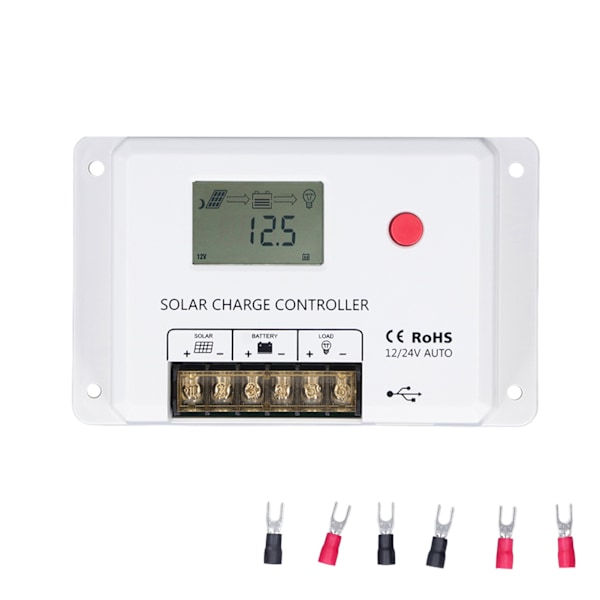 PWM solcellsladdningsregulator 10A IP32-skydd LCD-display 12V/24V automatisk igenkänning för husbilar basstationer