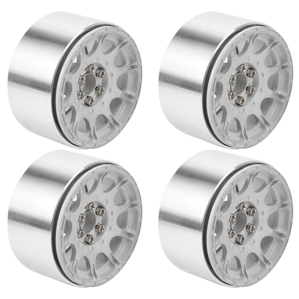 4 kpl 2,2 tuuman alumiiniseospyörän napa sopii TRX4 SCX10 90046 D90 TRX6 1/10 RC-mallinnuksille hopea