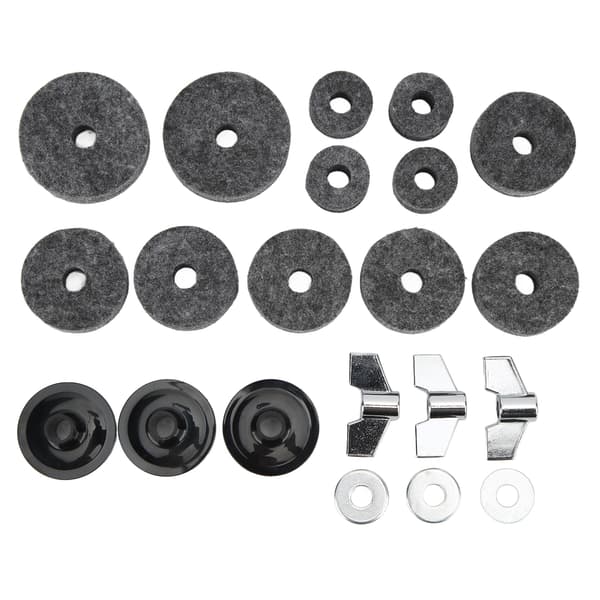 21 stk. tilbehør for utskifting av cymbaler, filtskiver, vingemuttere, skiver for Hi Hat Clutch Cup Grå