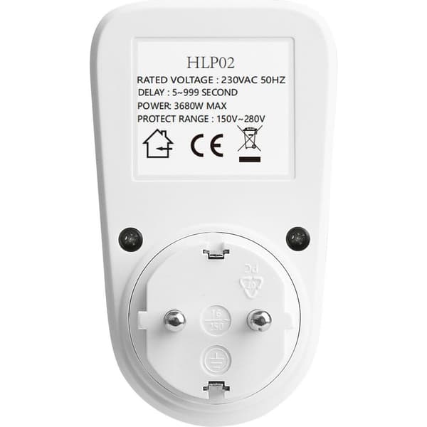 Typ F Överbelastnings- och Underspänningsskyddskontakt - 3680W 16A, Digital Display, Elektronisk Skydd