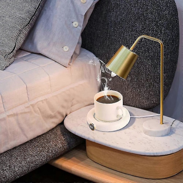 Värmande Kaffemugg Värmeplatta USB Elektrisk Dryckesvärmare Med Automatisk Avstängning Tre Temperaturinställningar Vit