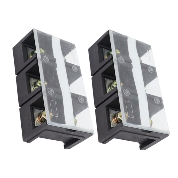 2stk Wire Barrier Block Terminal Strip 600V 100A TC Fast Jern Dual Rader Terminal Strip med deksel Svart 3 Posisjoner (1003)