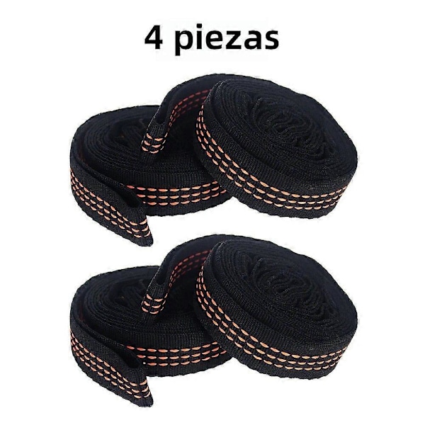 2/4 st Förstärkta Hängmattsband i Polyester med 5 Ringar Hög Bärförmåga Taggar Svart för Utomhuscamping 4 st