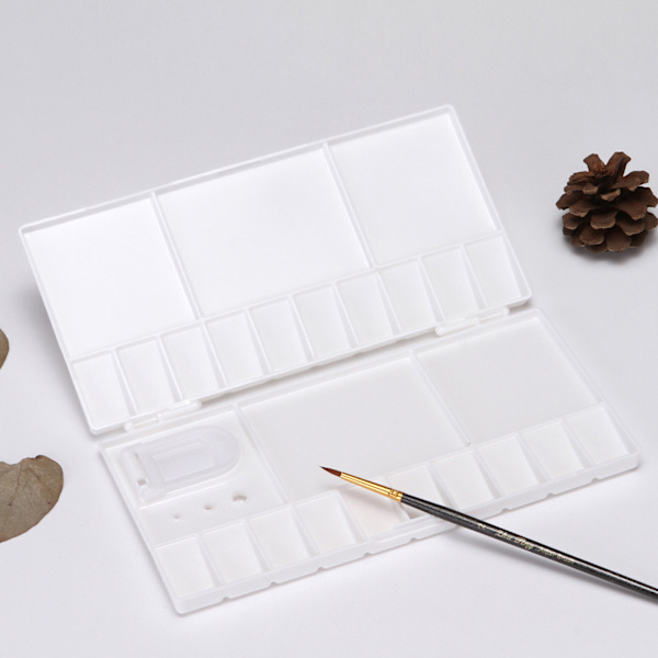 Fold ud paletten hvid reversibel plast aflang akvarel paletten til maler studerende