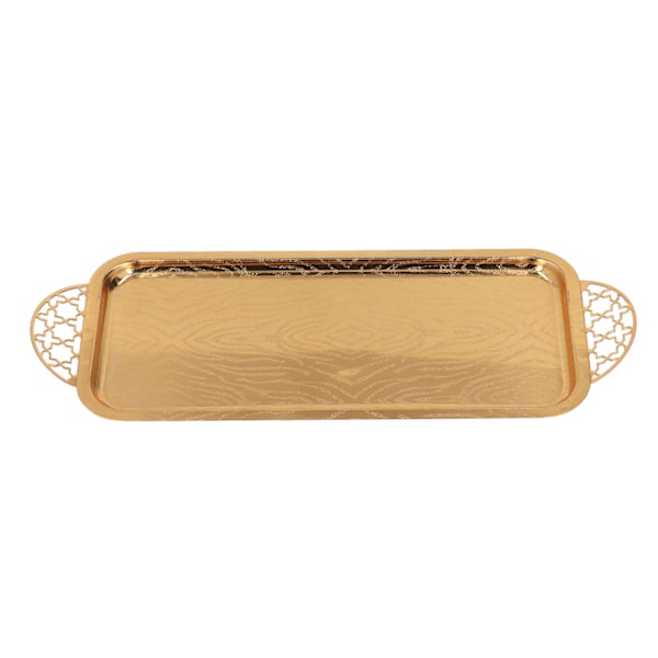 Serveringsbricka Guld Retro Lätt Lyx Avlång Vattenkopp Tekopp Fruktbricka med Stjärnhandtag för Hem Vardagsrum