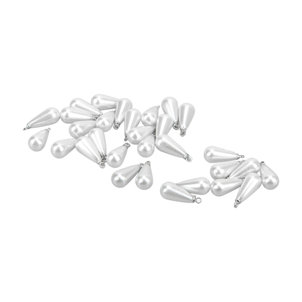 30 stk. Perlevedhæng Højdepunkt Dråbeformet Perlevedhæng DIY Hår Tilbehør Sko Taske Ørestik Tilbehør 7x18mm Perlehvid Pæreform