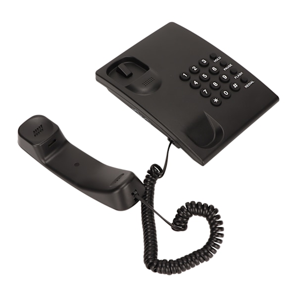 Bordtelefon med ledning for veggmontering, fasttelefon for hjemmekontor, håndfri, dempingsfunksjon, oppringing av siste nummer, P T-modus