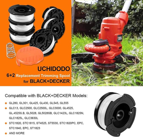 6-delars Trimmertrådsspole Set för Black and Decker Trimmers