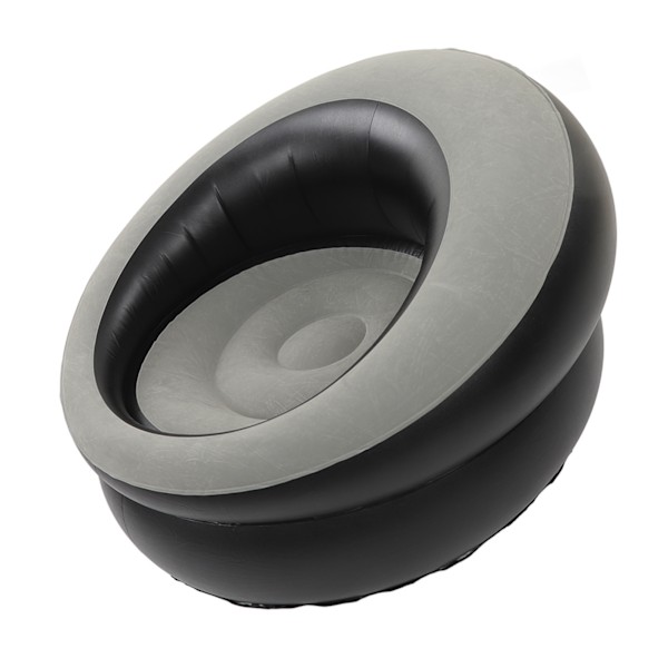 Oppblåsbar Sofa Flocking Luft Sofa Enkel Oppblåsbar Stol for Stue Soverom Leserom Kontor Balkong Reise Grå