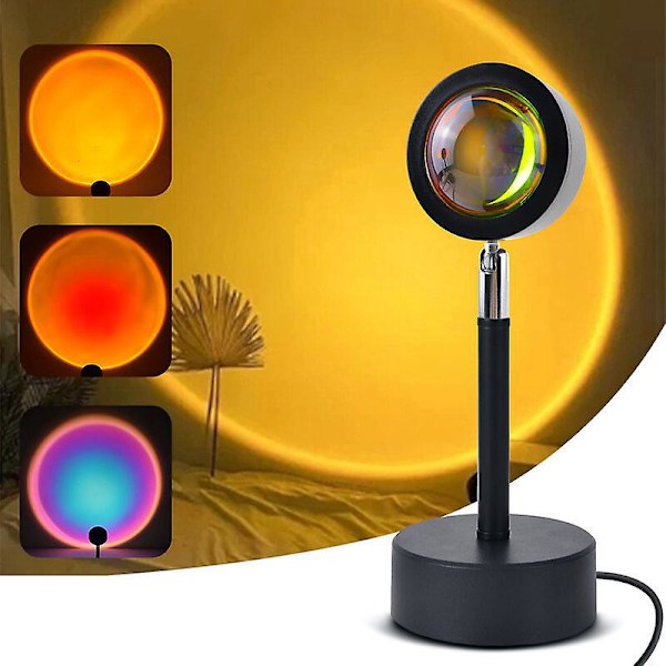 Auringonlaskulamppu, 180° kääntyvä auringonlaskun projisointilamppu, modernit LED-projektorivalot, USB-yövalo auringonlaskun projisointilamppu, sopii seinätaustaan