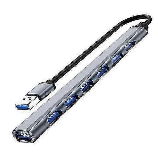 USB3.0 till USB2.0/3.0 USB HUB med 7 portar silvergrå