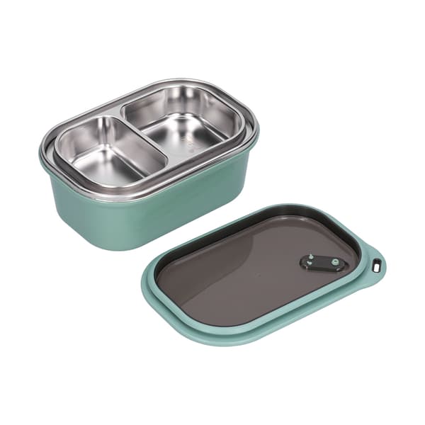 1,2L Bento-låda i rostfritt stål Dubbellager Läcksäker Förseglad Matbehållare Förvaringslåda för Skolpicknick (Grön)