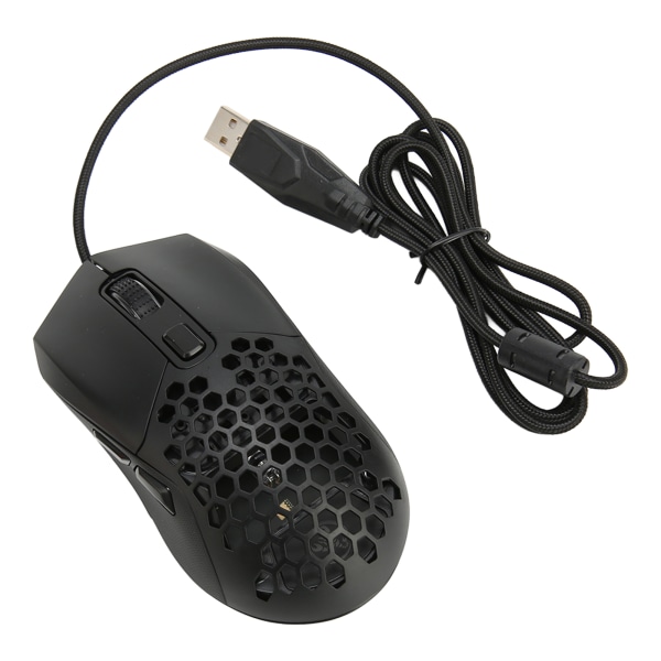 Honeycomb Gaming Mouse RGB Backlight 6 Programmerbare knapper 7200 DPI Letvægts Ergonomisk Wired Gaming Mus til PC Sort