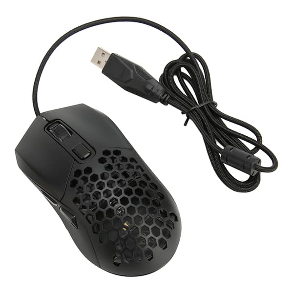 Honeycomb Gaming Mus RGB-baggrundsbelysning 6 Programmerbare knapper 7200 DPI Letvægts Ergonomisk Kablet Gaming Mus til PC Sort