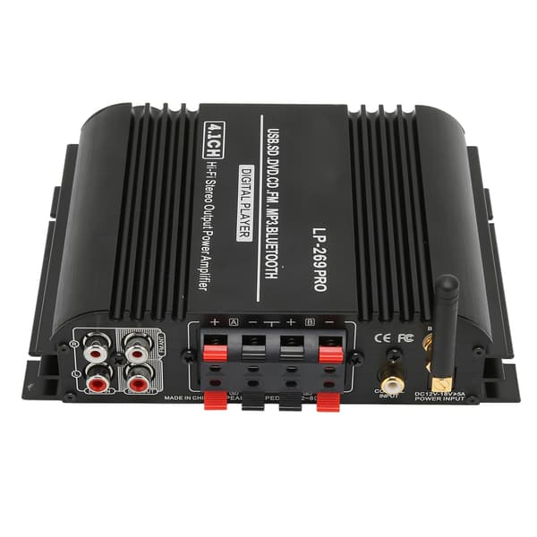 Bluetooth 5.0-forsterker HiFi Stereo 4.1CH tapsfri multi-avspillingsforsterkersystem med fjernkontroll 100-240V US-plugg