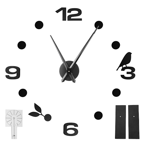 Frameless Wall Clock Sticker Mirror Surface DIY Decoration Living Room Bedroom OfficeBlack