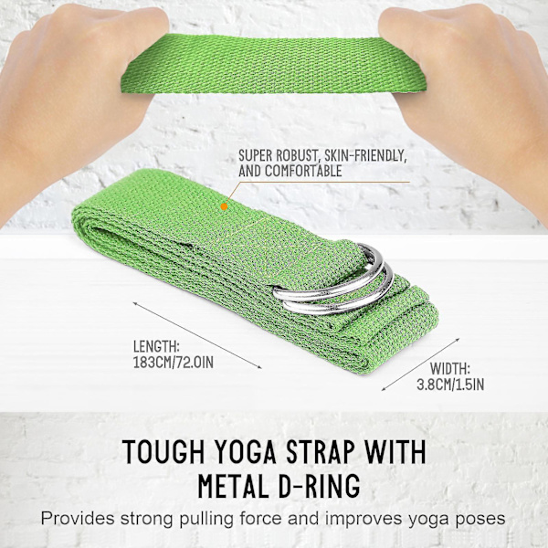 Yogablokker og stroppsett - Sklisikker Eva-skum - for yoga, pilates, trening - Gul (2-pakning)