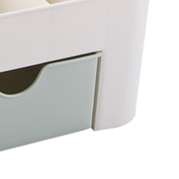 Kosmetik Makeup Organizer PP Multifunktionel 6 Rum Makeup Skrivebords Organizer med Skuffe Grøn