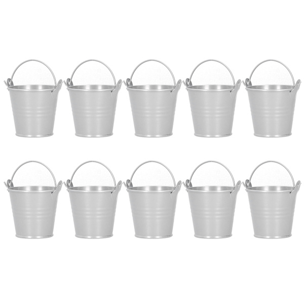10 kpl Kukkaruukku Mini Mehikasvi Ruukku Pieni Metalliämpäri Sisä- Ja Ulkokoristeluun Hopea 4x5.5x6cm
