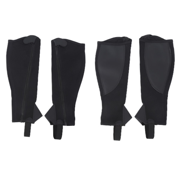 2 stk. Halv Chap Svart Fleksibelt Mesh Hestesport Halv Chap for Barn Heste Ridning BeskyttelseCL