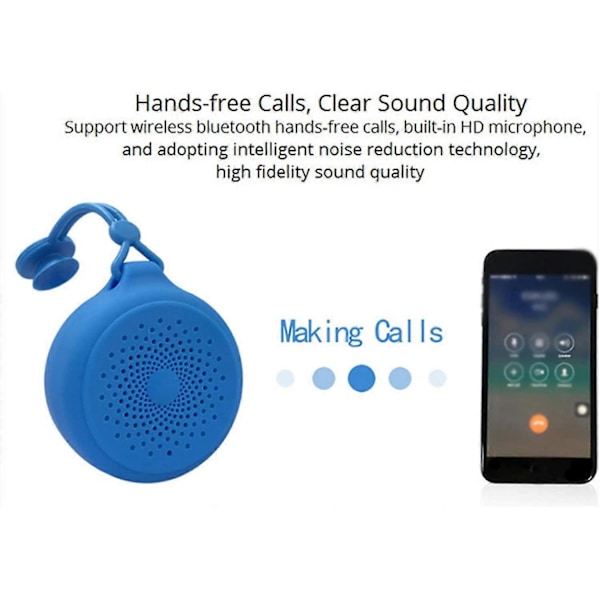 Portabel Trådlös Bluetooth Duschhögtalare med Sugkopp Duschhögtalare för Strand, Pool, Hem, Fest, Blå