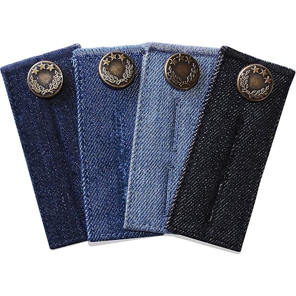 Komfortable metall denim midjeforlengerknapper - 4 stk, assorterte farger