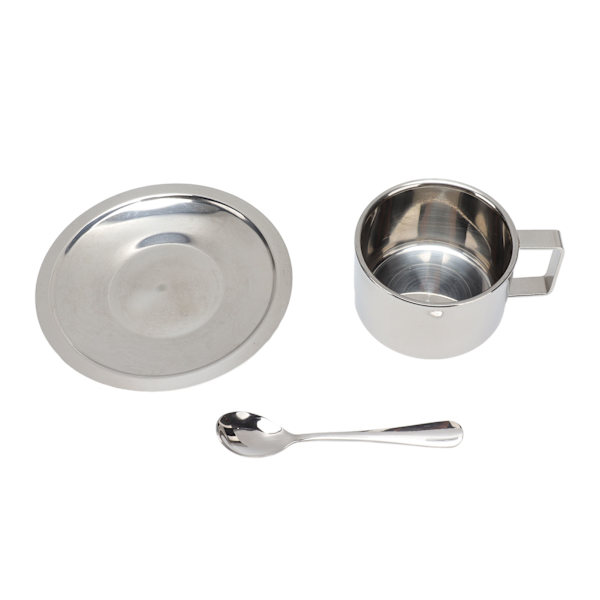 Rostfritt stål kaffekopp set dubbelväggig rostfri modern latte cappuccino tekopp för hem kontor café camping 200ml