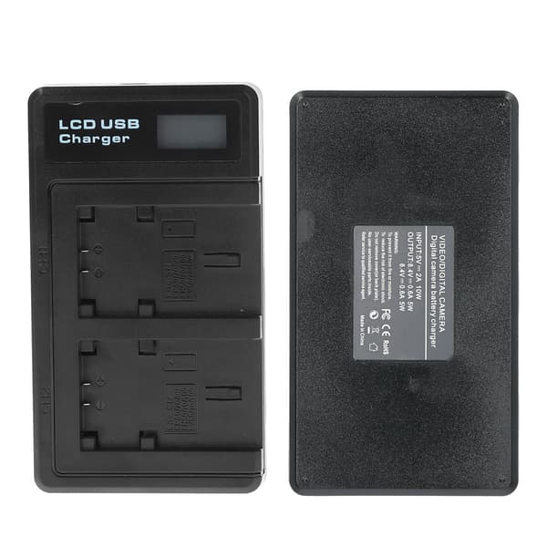 Batterilader i plast med LCD-skjerm, dobbel lading for NP‑FV100 kamerabatteri