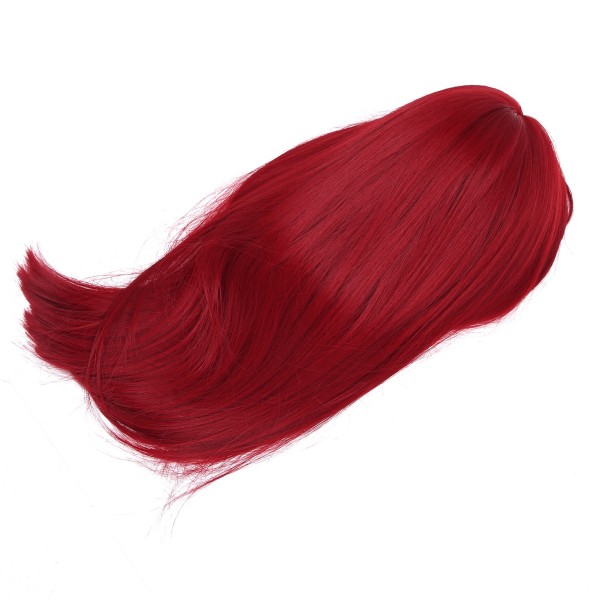 Röd lång rak peruk högtemperaturfiber falskt hår med rak bang för kvinnor 47cm