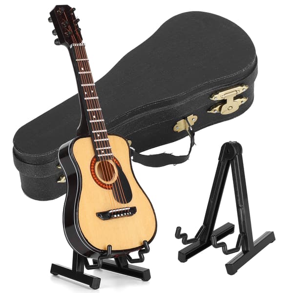 Gitarrdekoration Miniatyrprydnader Mini Musikinstrument Modell Presenthantverk Svart 15cm