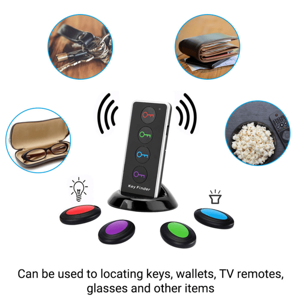 5 Kit Wireless Key Wallet Finder TV:n kaukosäätimen paikannus, 1 lähetin ja 4 vastaanotinta