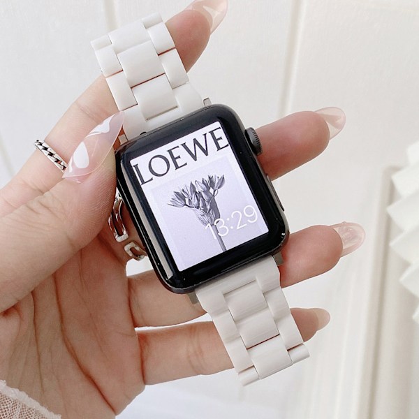 PC-urrem til smartwatch med metallespænde til Iwatch 1 2 3 4 5 6 7 Se Hvid 38 40 41mm