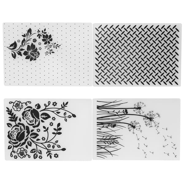 4 stk. pregefolder i plast DIY kortlaging scrapbooking preget mal papirhåndverk