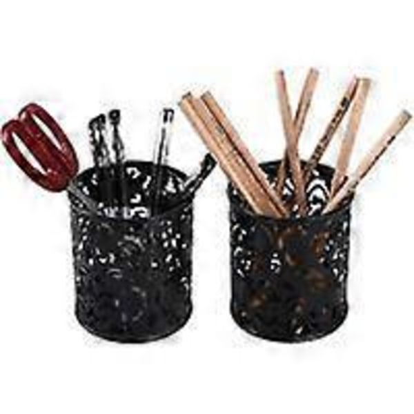 Hul Blomst Penholder Rund Penholder 2 Stykker Sort