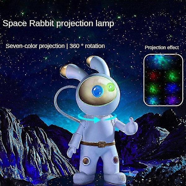 Space Rabbit Galaxy Projektor Natlampe Gave Stjerneklart Stjerne USB Led Soveværelse Natlampe Dekoration Re