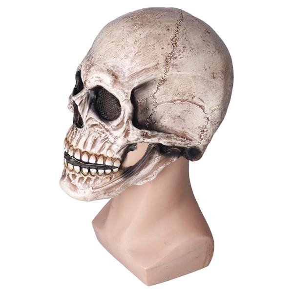 Halloween Dödskallehjälm i Latex med Rörlig Käke, Fullhuvud Dödskallehjälm, Dekoration för Högtidsfester, Cosplay-dräktrekvisita, Mörkgrå