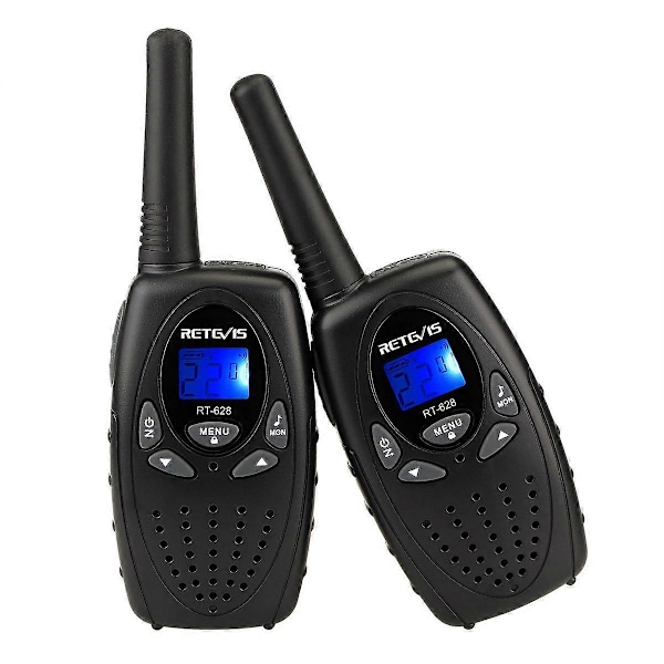 RT628 Svarta Walkie Talkies för Barn 1 Par, Lång Räckvidd VOX Knapplås Leksaker Presenter för Födelsedag och Helg, Lätt att Använda för Camping, Vandring