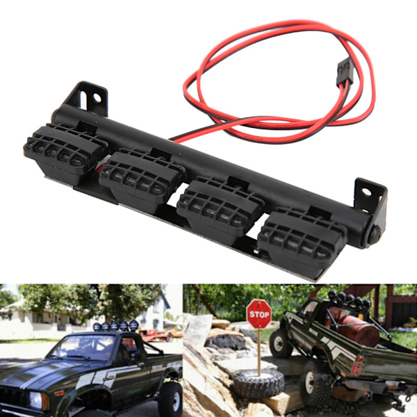 RC-auton kattovalaisin, kauko-ohjattava autolisävaruste, sopii 1/10 RC-ryömintäautoon TRX4/90046/90047/D90/D1104