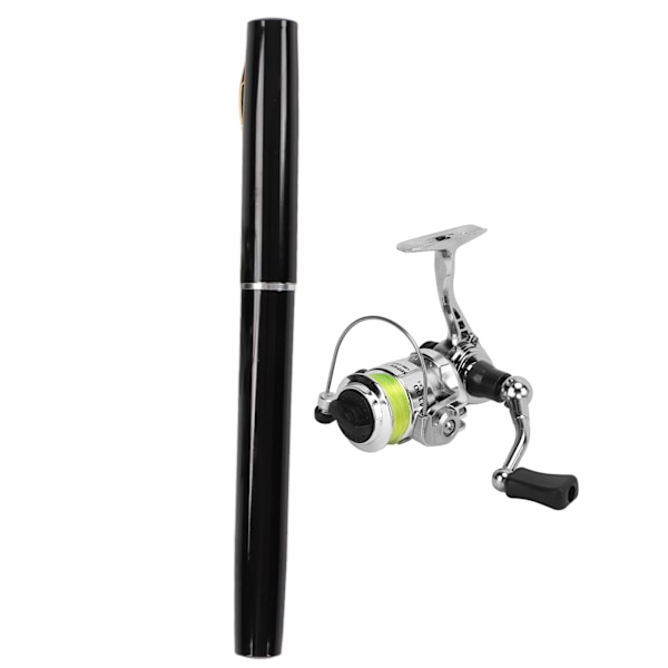Bärbar Mini Pen Forma Fiske Spö Stång Fick Retractable Fiske Spö med Rulle HjulSvart
