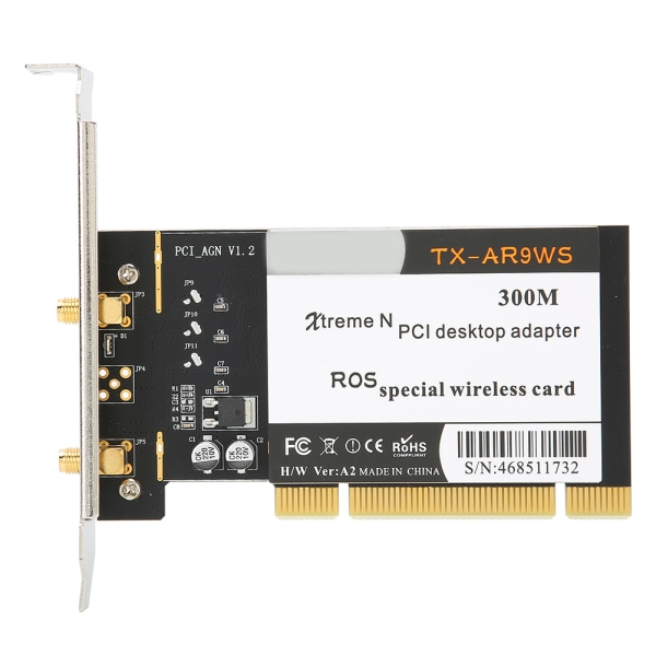 PCI Desktop Adapter 300Mbps 802.11b g n trådløst trådløst nettverkskort 2 antenner AR9223