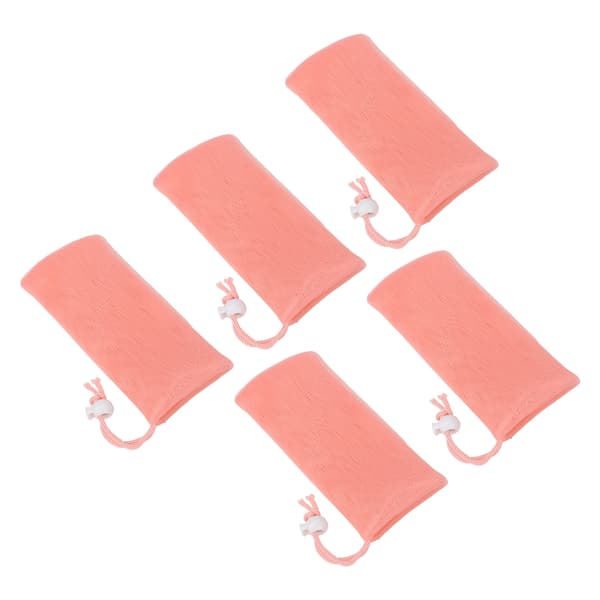 Mesh Sæbepose Eksfolierende Blød Snøre Design Sæbeskum Net til Krops- og Ansigtsrensning Pink 5 stk.