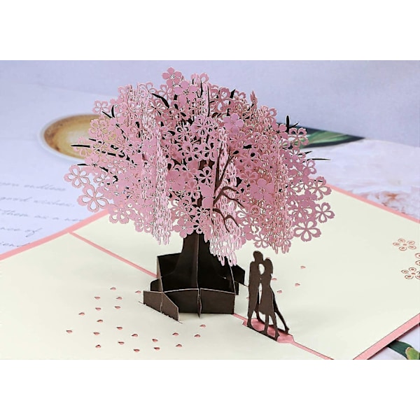 Käsintehty Kirsikankukkakortti Pop Up 3D Kukka Kortti Romanttinen Rakkauskirje Onnittelukortti Vuosipäivä Häät Ystävänpäivä Syntymäpäivälahjakortti Tyhjä Paperitavara Pap