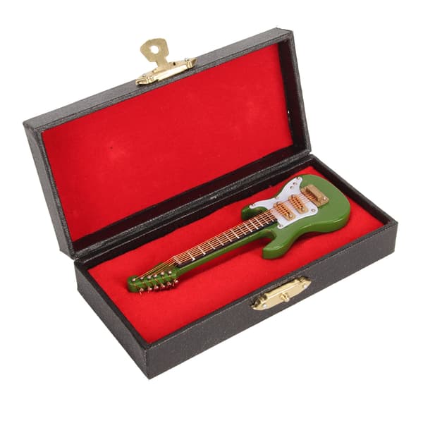 Elgitarr Dekoration Miniatyr Musikinstrument Gitarr för Hem Familj Grön 10cm