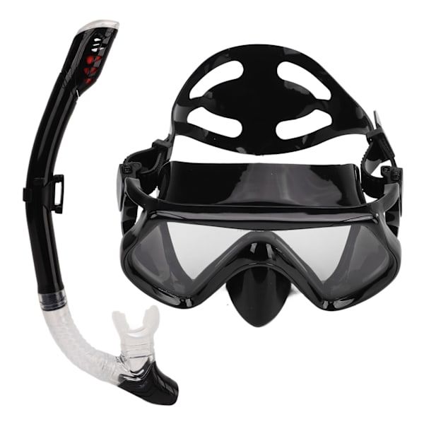 Justerbart snorklesett for voksne, snorkelbrille og pustetube, snorkleutstyr for voksne til svømmetrening, svart