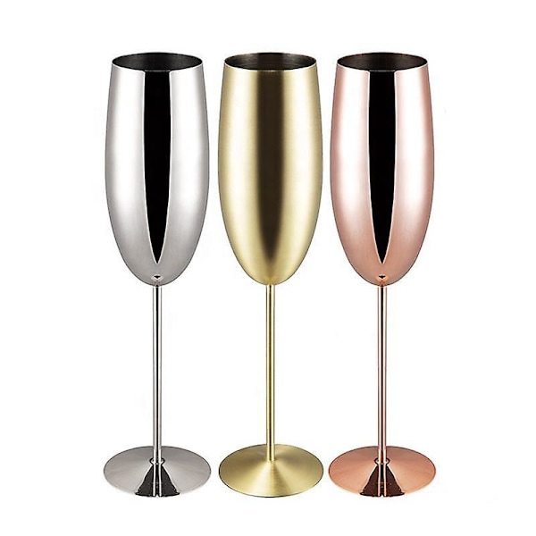 Graverade Champagneglas i Rostfritt Stål - 200ml (Kopparpläterade)